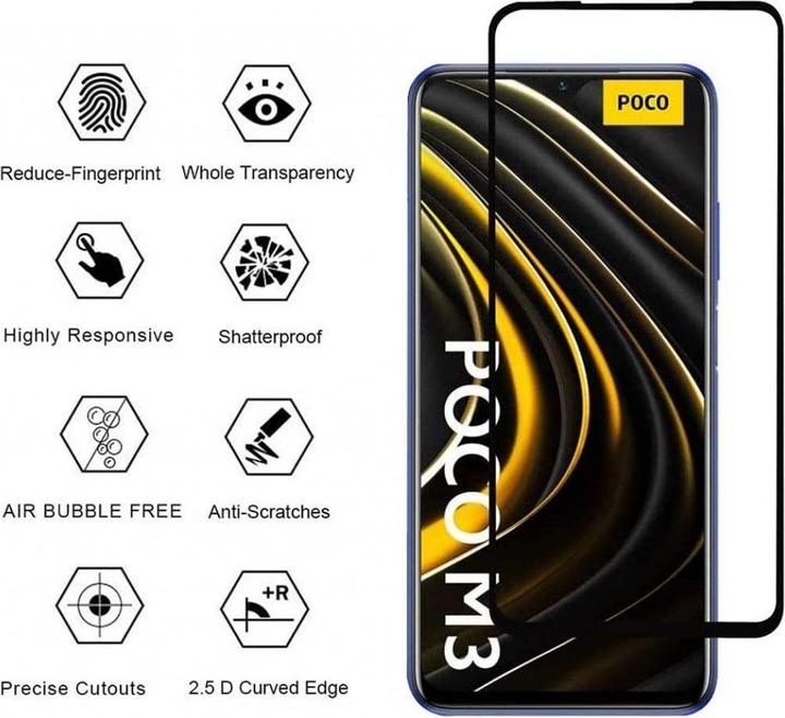 Immagine prodotto Screenguard Xiaomi Poco M3 Pellicola protettiva di vetro a schermo intero 2.5D 9H (1 Pezzo/i, Xiaomi Poco M3)