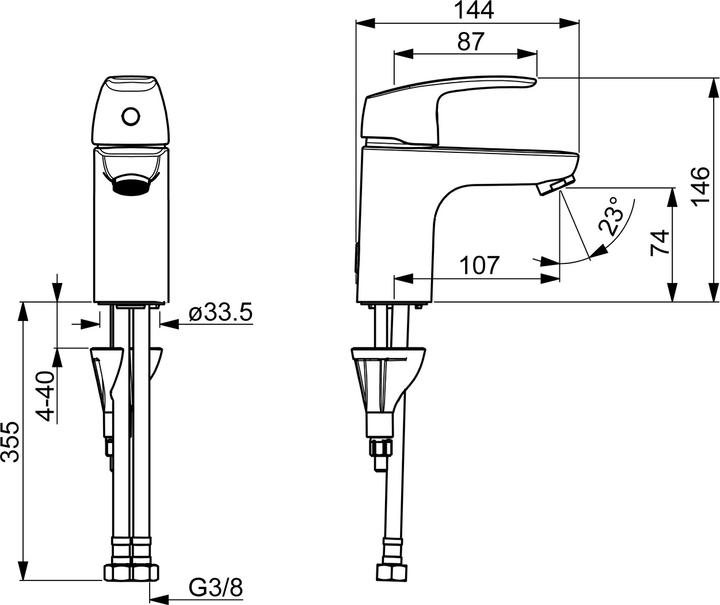 Actual product image Hansa HANSAPINTO basin mixer, without drain set, projection 107 mm, 45062283