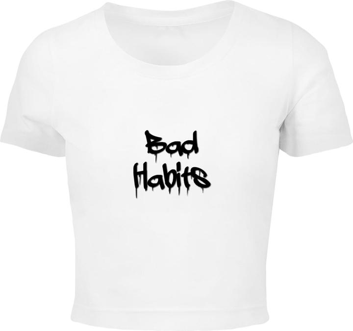 Merchcode Ladies Bad Habits Cropped Tee - 118941 (S)
