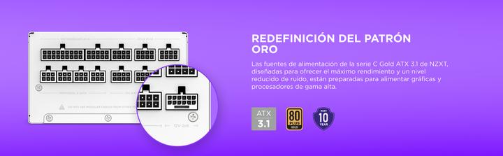 Actual product image NZXT C1200 Gold ATX 3.1 white | 1200W PC power supply unit (1200 W)