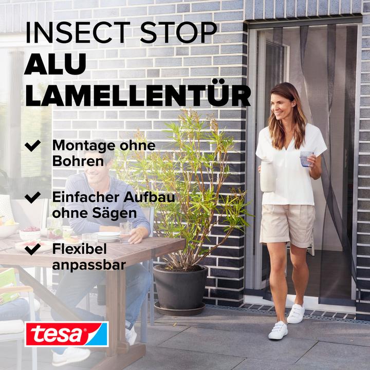 Image du produit tesa Moustiquaire de porte à lamelles en aluminium pour les portes de balcon et de terrasse (95 x 220 cm)