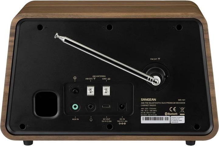 Immagine prodotto Sangean Mobile in legno Premium WR-101 Radio da tavolo AM, FM Bluetooth®, AUX, FM Noce (AM, FM, VHF, Bluetooth)