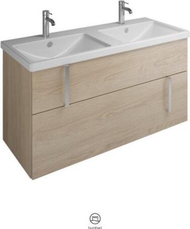 Produktbild burgbad Eqio Keramik-Doppelwaschtisch inklusive Waschtischunterschrank, Breite 1230 mm