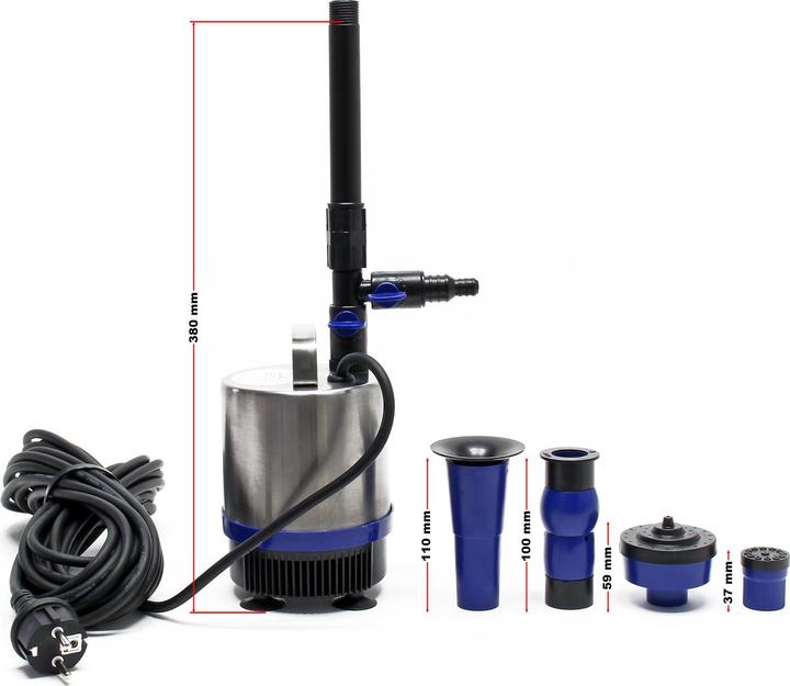 Produktbild Wiltec Edelstahl Springbrunnenpumpe 50W 1750l/h Teichpumpe Aufsatz Aquariumpumpe