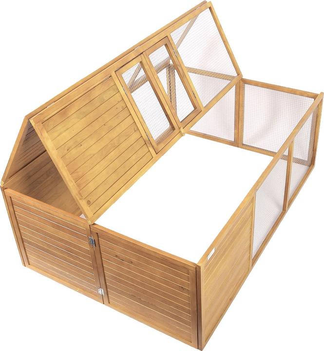 Wiltec Small animal hutch foldable 153x110x55cm rabbit hutch fir wood wire mesh