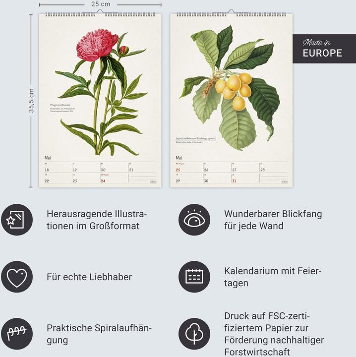 Actual product image Harenberg Bunte Pflanzenwelt Wochenplaner 2026 - 53 historische Illustrationen (Hardcover, German)
