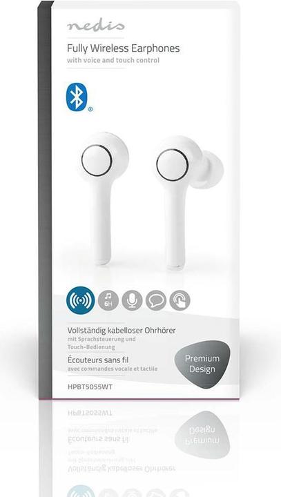 Produktbild Nedis Talk/Music 6h, 18h mit Ladeschale HPBT5055BK, white (6 h, Kabellos)
