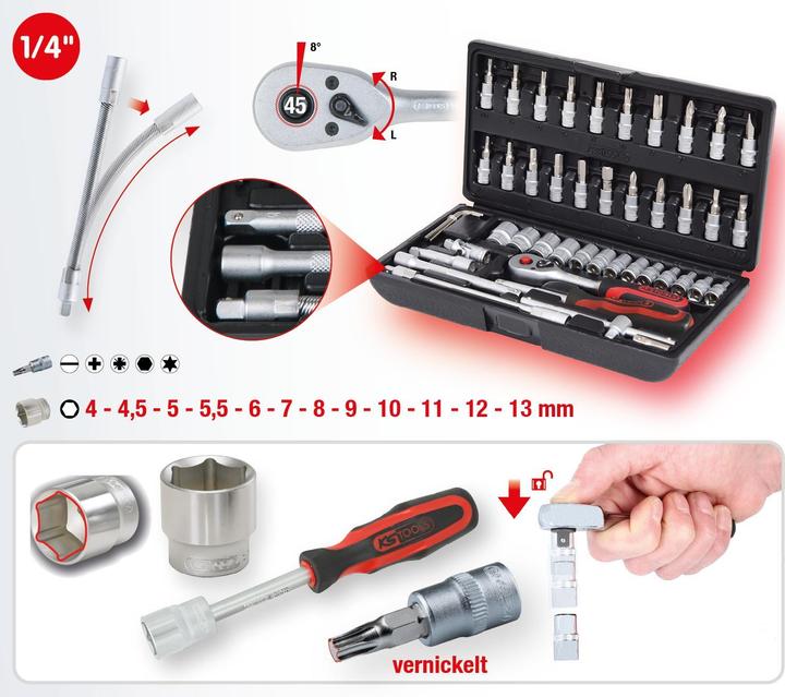 Actual product image KS Tools Socket wrench set (1/4")