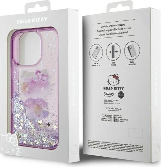 Immagine prodotto Hello Kitty HKHCP16XL50PPU Custodia rigida per iPhone 16 Pro Max 6.9" viola/viola Liquid Glitter 50TH Ann (Apple iPhone 16 Pro Max)