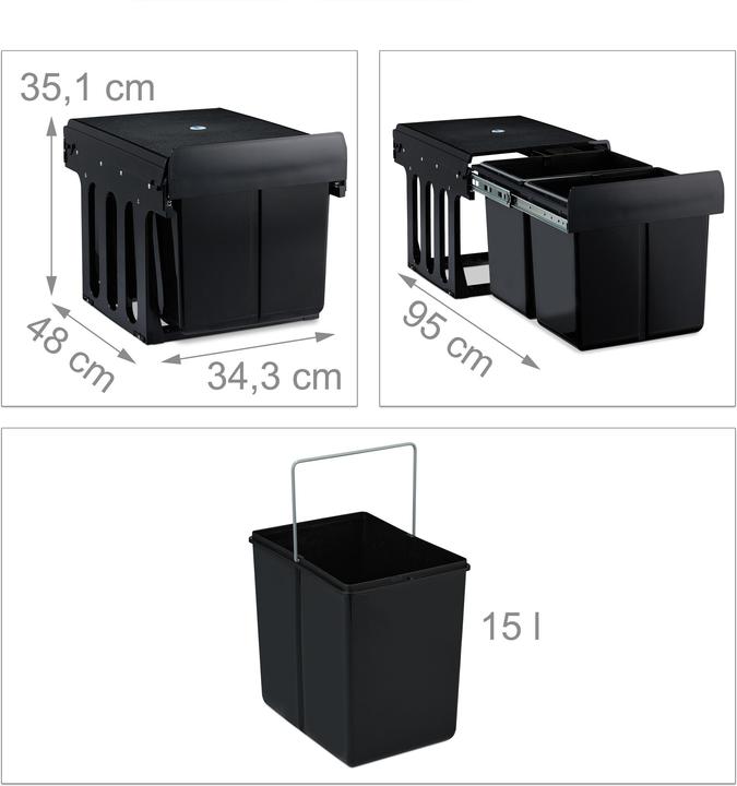 Image du produit Relaxdays Poubelle-encastrable (15 l)