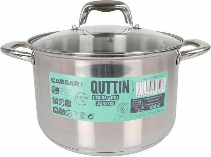 Image du produit Quttin Topf mit Glasabdeckung Caesar ø 24 x 15,5 cm (4 Stück) (Ensemble de casseroles et de poêles de cuisson, Acier)