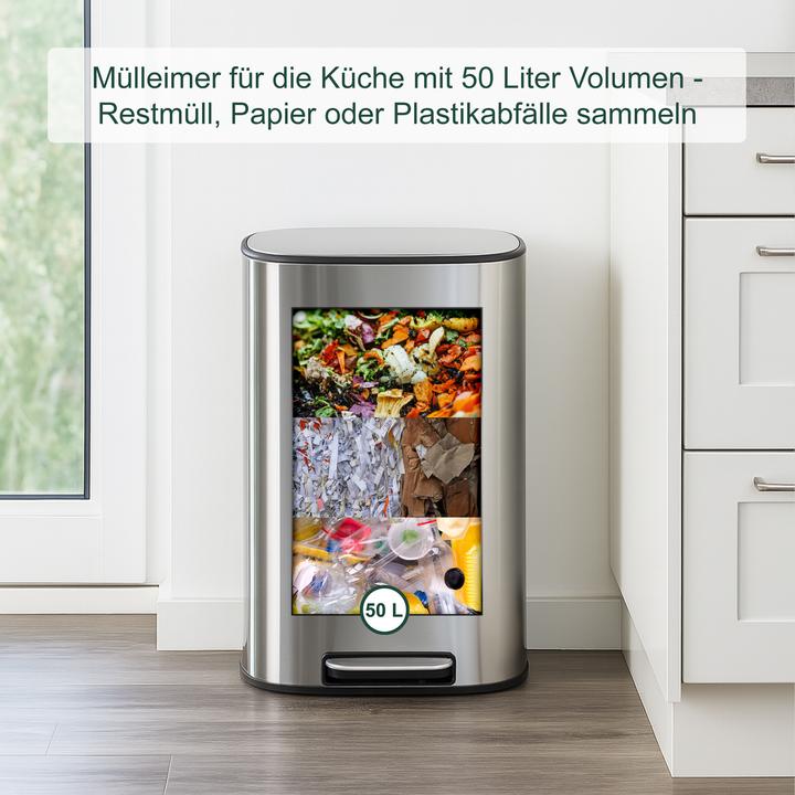 Produktbild Relaxdays Mülleimer Küche Edelstahl 50 Liter (50 l)