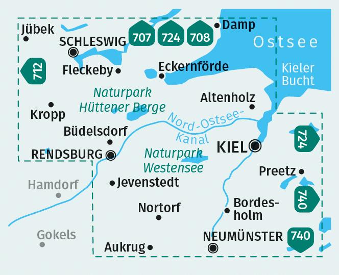 Actual product image Hiking Map 714 Kiel, Rendsburg, Schleswig 1:50.000