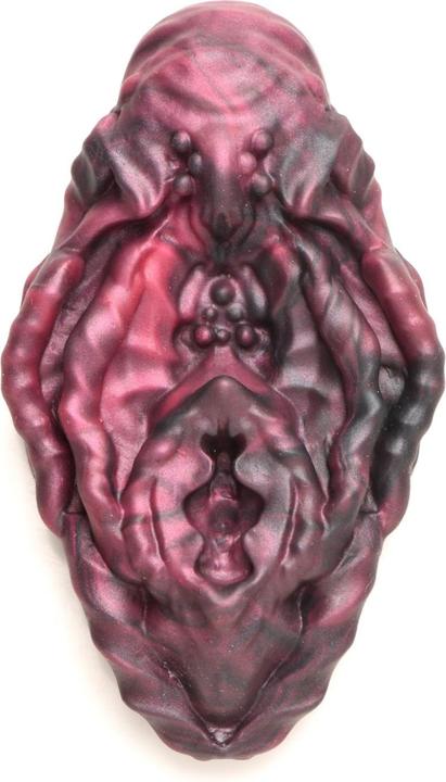 Actual product image Creature Cocks XR Brands - Xeno Pussy Vulva Silicone Grinder - Red & Black