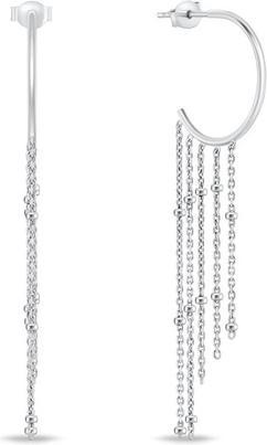 Brilio Silver - Stylish hoop earrings with chains EA863W