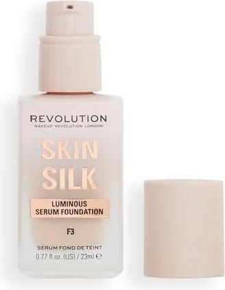 Actual product image Makeup Revolution Skin Silk Serum Foundation Light to Medium Coverage with Hyaluronic Acid F3 23ml (F3)