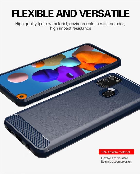 Produktbild Cadorabo TPU Ultra Slim carbon edelstahl Kombi Cover (Samsung Galaxy A21s)