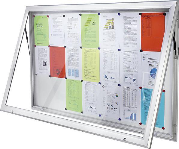 Image du produit eurokraft pro Vitrine d'affichage, cadre en aluminium, pour l'intérieur et l'extérieur (Tableau magnétique, 124,5 x 106,5 cm)