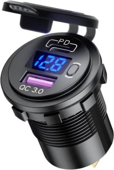 Actual product image Daier USB Einbaubuchse 48W | 1 x USB-C PD & 1 x USB-A | Quick Charge 3.0 | Mit On-/Off Schalter