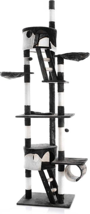 Produktbild Wiltec Kratzbaum 240–260cm schwarz/weiss Katzenkratzbaum deckenhoch Kletterbaum (260 cm, Schwarz, Weiss)
