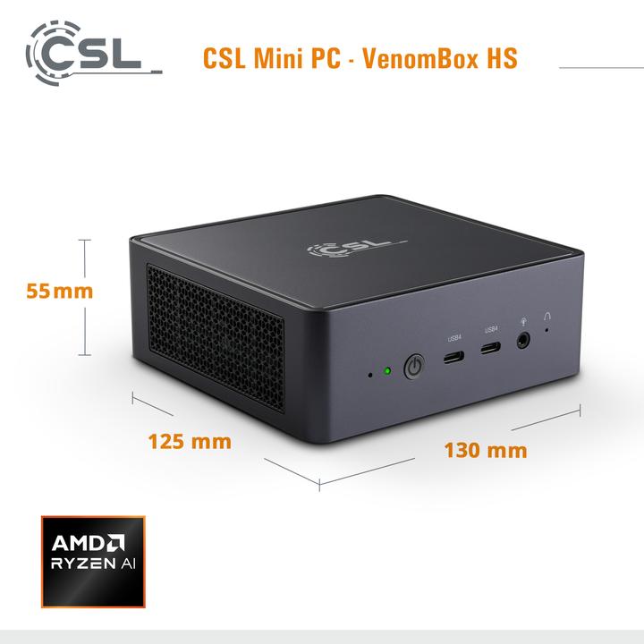 Produktbild CSL Mini-PC VenomBox HS (AMD Ryzen 7 7840HS, 8 GB, 1000 GB, Radeon 780M)