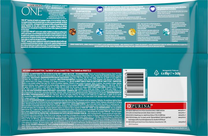 Valeurs nutritives et ingrédients Purina ONE Senior (Senior, 4 pcs, 85 g)
