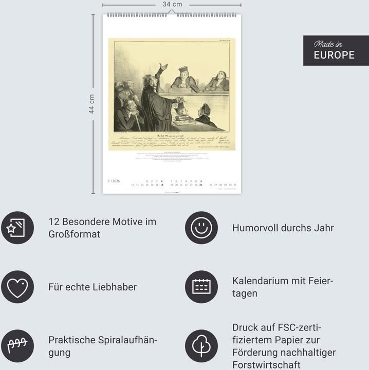 Produktbild Honoré Daumier: Die Juristen Kalender 2026 (34 x 44 cm, Deutsch)