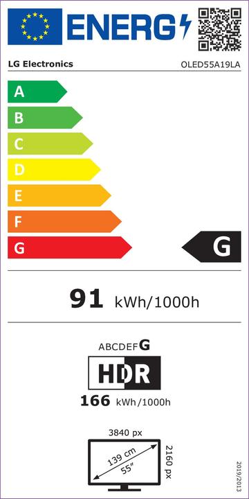 Energie-Label LG OLED55A19 (55", A2, OLED, 4K, 2021)