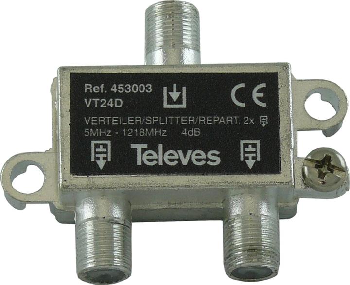 Actual product image Televes VT24D cable splitter or combiner cable splitter stainless steel (VT24D) (4 dB, Manifolds and Branchers)