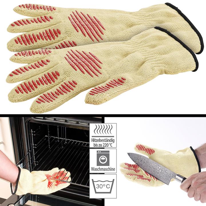 Image du produit Rosenstein & Söhne Gant de sécurité 3en1, protection contre la chaleur et la coupure, coussinets antidérapants (Taille unique)