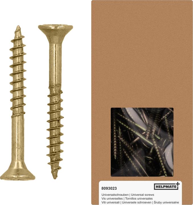 Produktbild Helpmate Universalschrauben Senkkopf 3,5x30, gelb passiviert, T-Antrieb, 800 Stück (800 Schrauben pro Stück)
