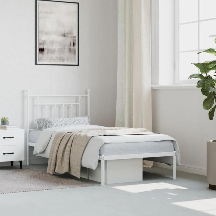 Produktbild VidaXL Bettgestell mit Kopf- und Fussteil Metall Weiss 100x190 (100 x 190 cm)