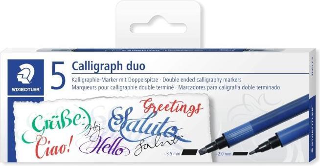 Produktbild Staedtler Kalligraphiemarker Doppelspitze 5Farben (Mehrfarbig)