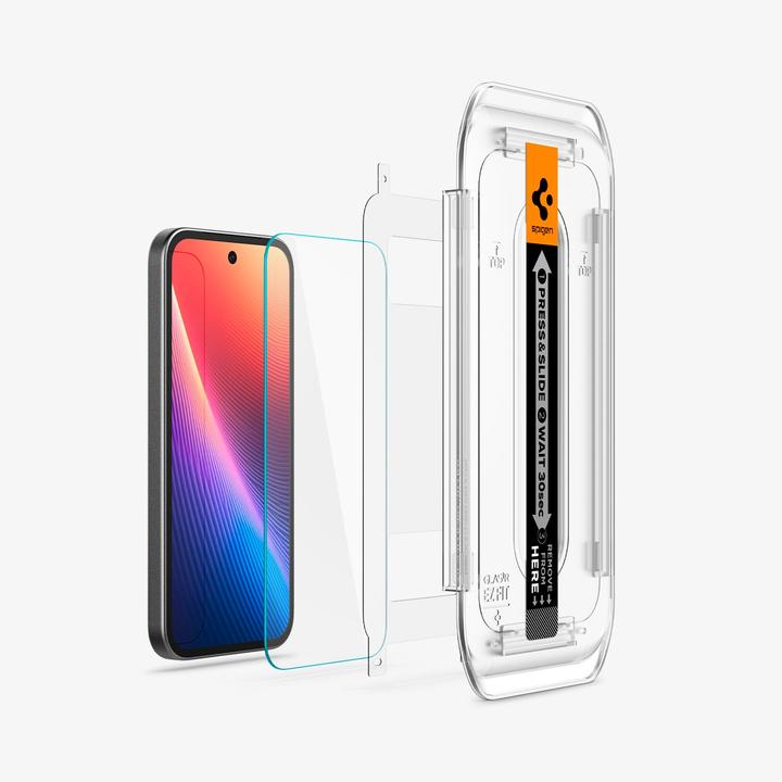 Immagine prodotto Spigen EZ Fit Gehärtetes Glas Clear Displayschutzfolie mit Einbaurahmen Google Pixel 9a (2 Pezzo/i, Google Pixel 9a)