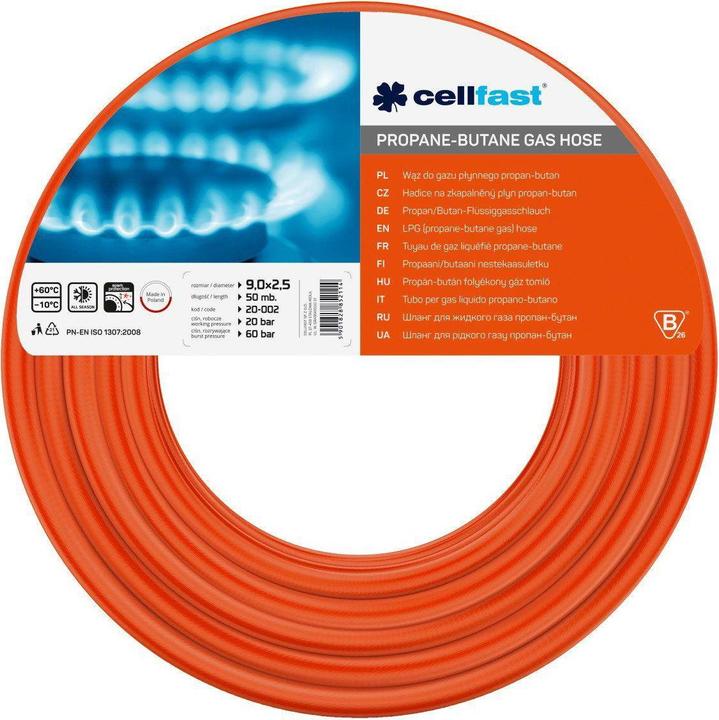 Image du produit Cellfast CF20001R tuyau de gaz propane-butane FI = 9.0 mm, 50 m roll (50 m, 9 mm)