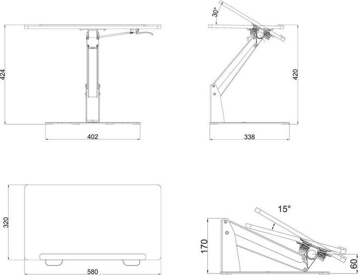 Produktbild Multibrackets Steharbeitsplatz für Laptop/Tablett, weiss, Metall/
