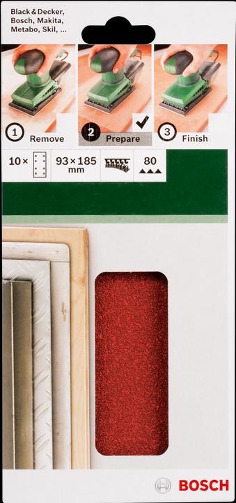 Produktbild Bosch Zubehör 10tlg. Schleifblatt-Set für Schwingschleifer K = 80 (80)