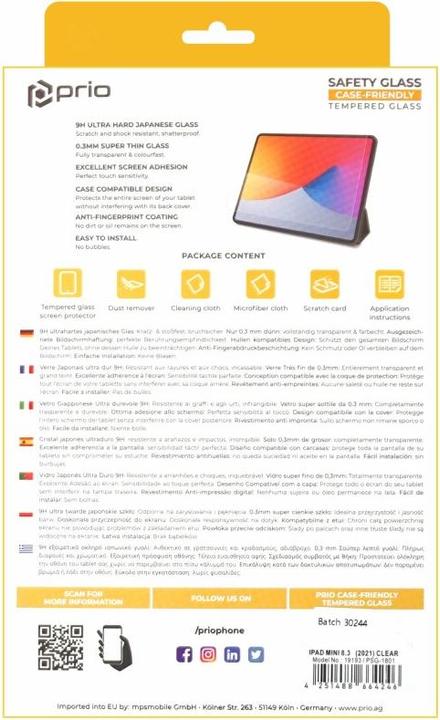 Produktbild prio Tempered Glass Displayschutzfolie für iPad mini (2021) klar (1 Stück, IPad mini (2021))