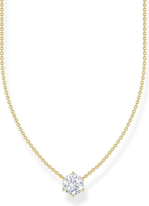 Thomas Sabo Kette mit weissem Zirkonia-Anhänger vergoldet (925 Sterlingsilber, 750 Gelbgold Vergoldung, 40 cm)