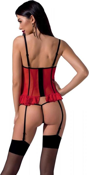 Actual product image Passion Ruffle Corset with Open Cups Plus Thong (2 pcs.)