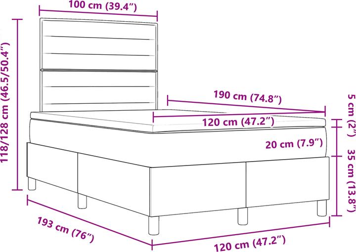 Produktbild VidaXL Boxspringbett mit Matratze Hellgrau Kleines Doppelstoff (190 x 190 cm)