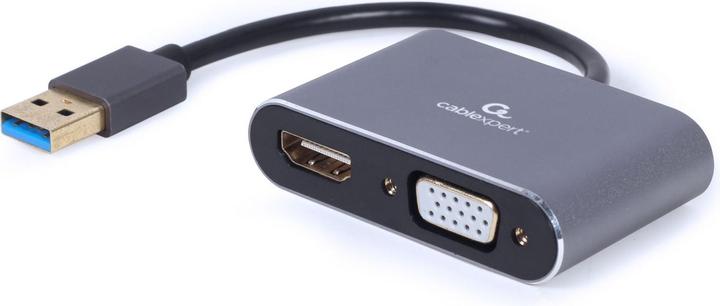 Gembird CableXpert USB-auf-HDMI+VGA-Display-Adapter, Spacegrau (USB-A, HDMI, 5.80 cm)