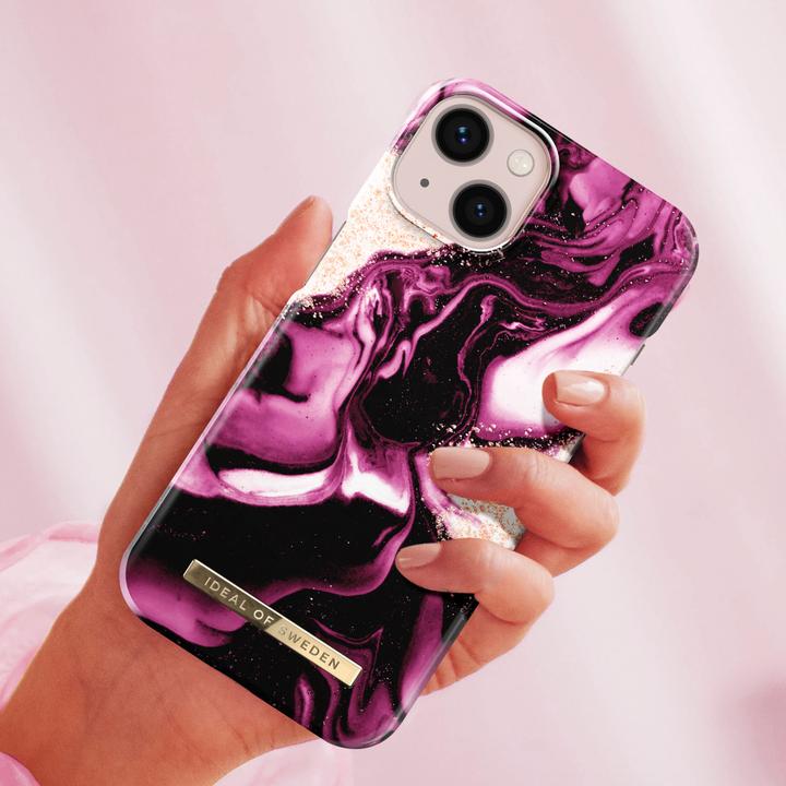 Actual product image iDeal Of Sweden Designer Cover Golden Ruby Marble (Oppo A16e, Apple iPhone 13)