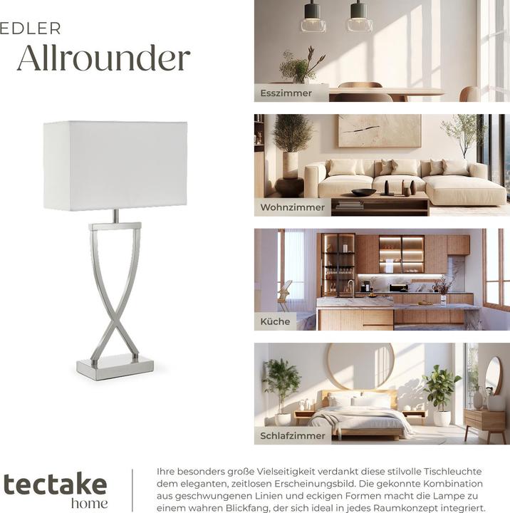 Actual product image tectake Table lamp Avina, modern design, 60W (E27)