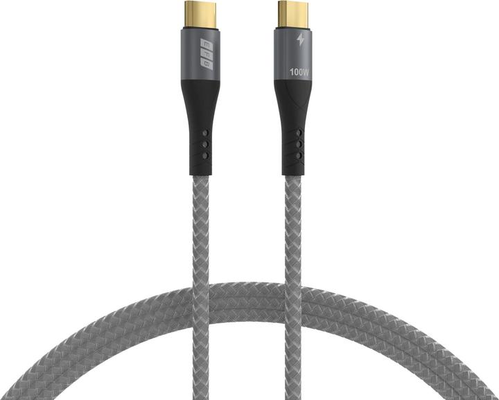 Produktbild EFB Elektronik EFB USB-C cable 100W PD 3.0 5A E-Marker Chip 0.5m gray gold contacts textile jacket (0.50 m, USB 2.0, 100 W)