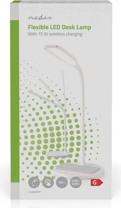 Immagine prodotto Nedis Lampada LED con caricatore wireless - interruttore dimmer - LED - 15 W - con dimmer - bianco (350 lm)
