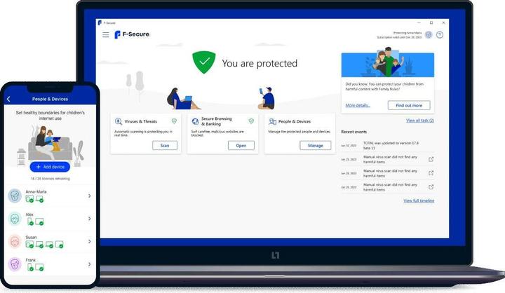 Produktbild F-Secure Internet Security für alle Geräte (ehem. SAFE) 1 Jahr/1 Gerät Download (1 User, 1 Geräte/User, 12 Monate)