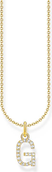 Thomas Sabo Kette mit Buchstaben-Anhänger G vergoldet (925 Sterlingsilber, 750 Gelbgold Vergoldung, 38 - 45 cm)