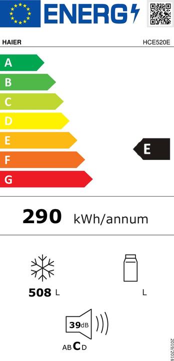 Etichetta energetica Haier HCE520E Congelatore a pozzo Libera installazione 508 L E Bianco (Struttura autonoma, 508 l)