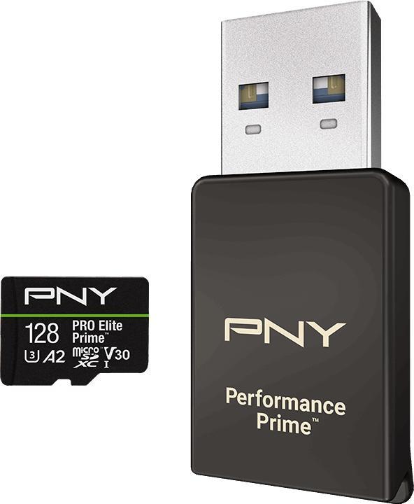 Actual product image PNY PRO ELITE PRIME 128GB (128 GB, microSDXC, U3, UHS-I)